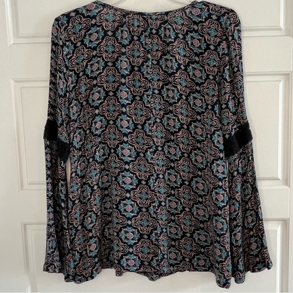 Hollister Boho Lace Floral Babydoll Top Bell Sleeve Size M Peasant Y2K Festival - Picture 6 of 13